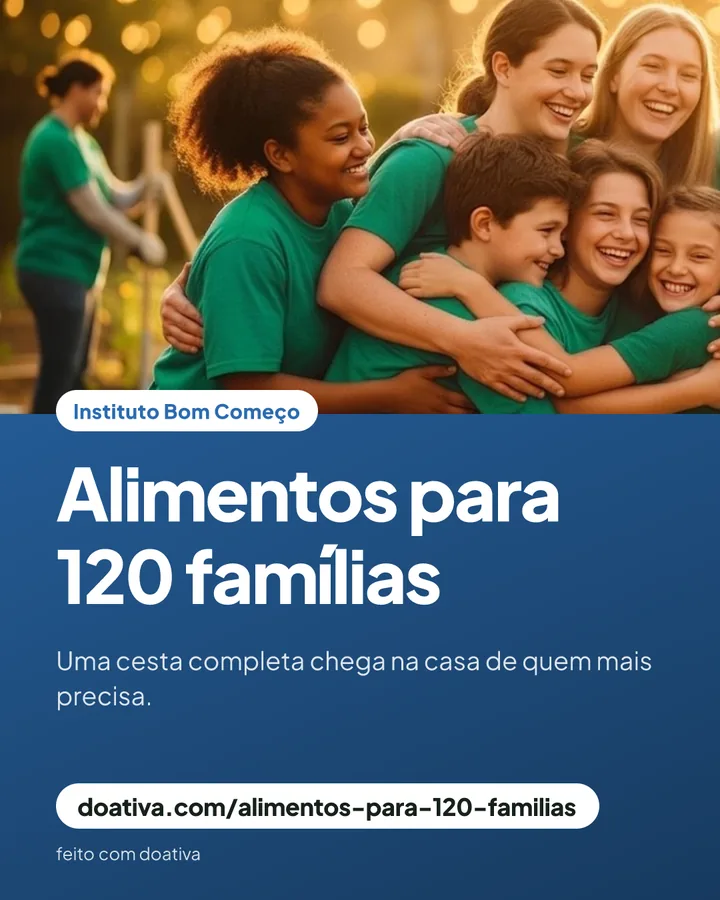 Arte "Foto": a foto de capa da campanha em cima e, embaixo, o nome da organização e o título sobre um bloco azul.